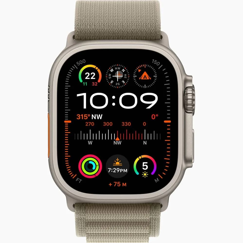 Apple Watch Ultra 2 (2024) Titanium Case with Olive Alpine loop(Зеленый ремешок)